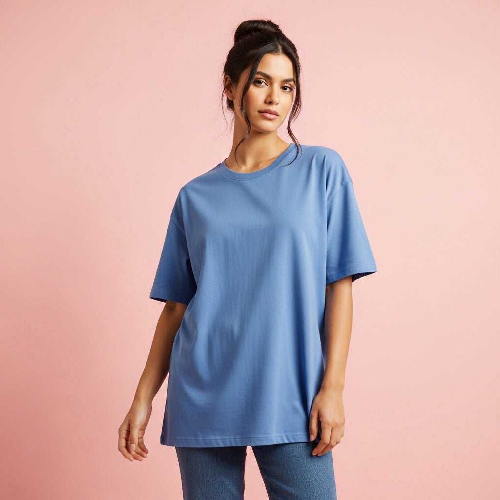 Women's Oversized Blue T-Shirt – Soft & Stylish Everyday Wear