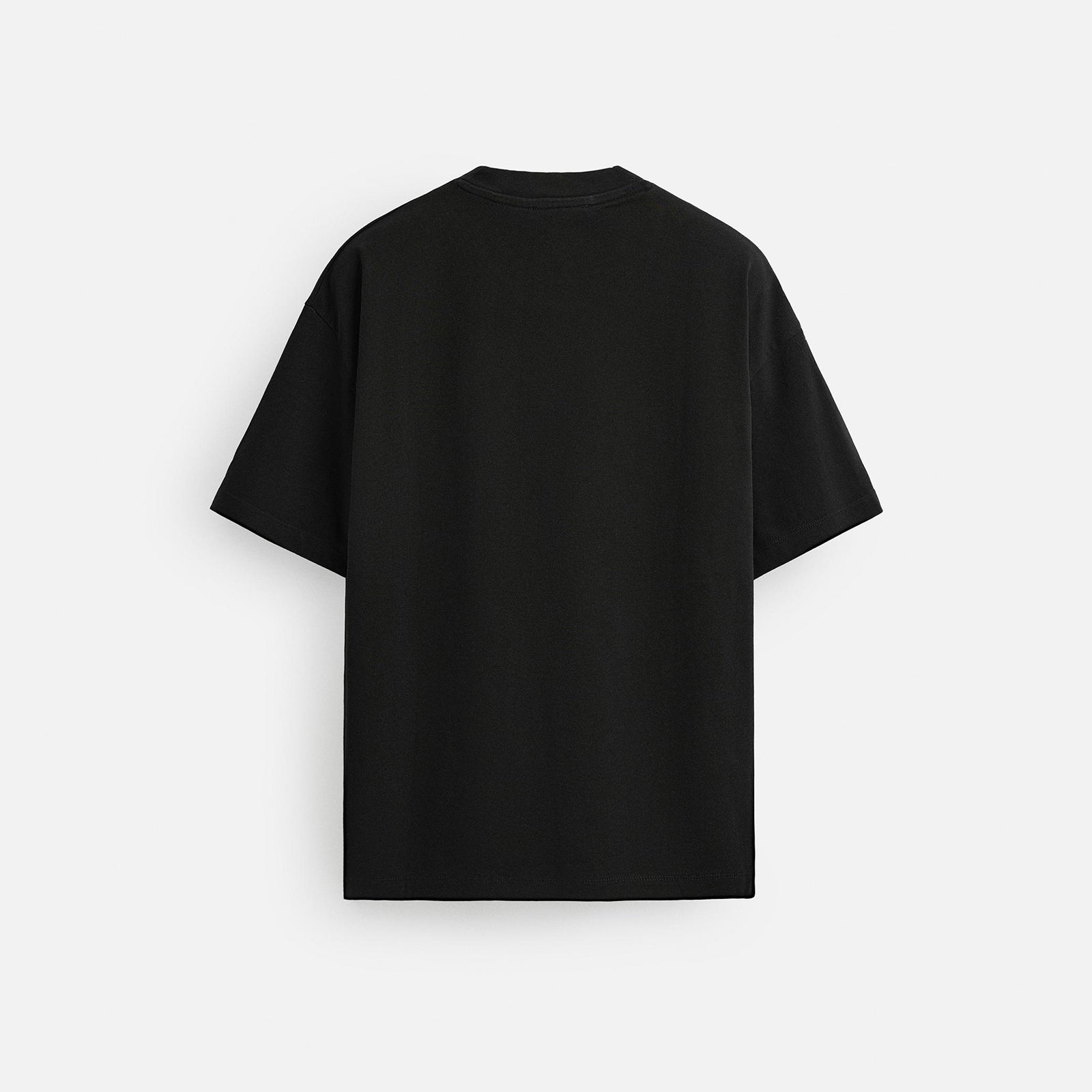 Black t-shirt on a white background