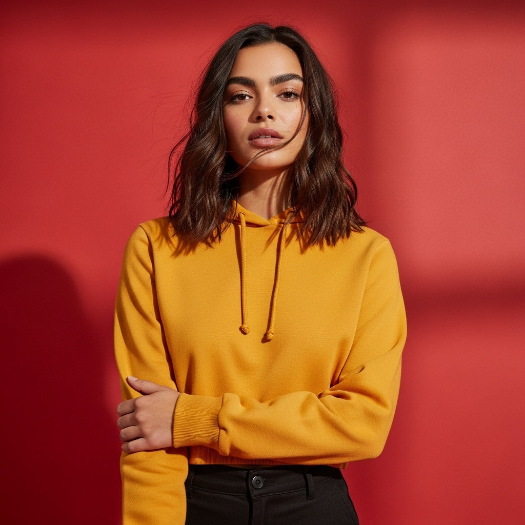 Mustard Yellow Cropped Hoodie