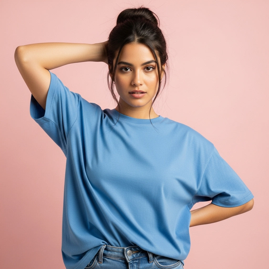 Women's Oversized Blue T-Shirt – Soft & Stylish Everyday Wear