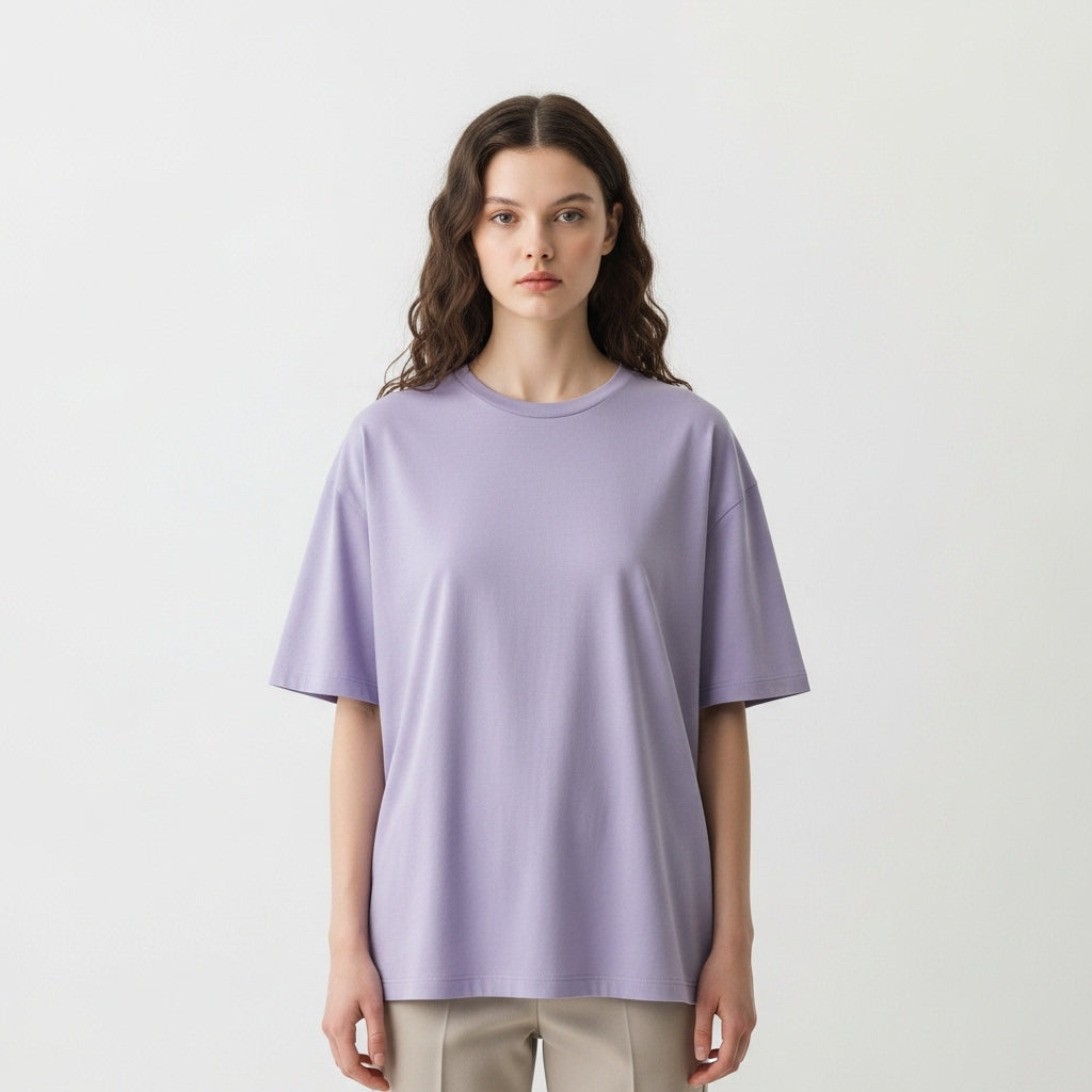 Women's Oversized Lilac T-Shirt – Minimal & Elegant Everyday Style