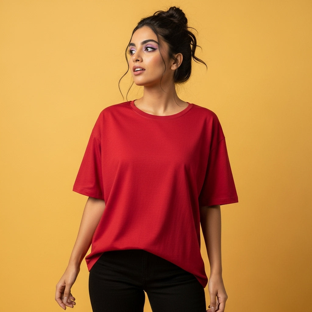 Women's Oversized Red T-Shirt – Effortless Bold Style