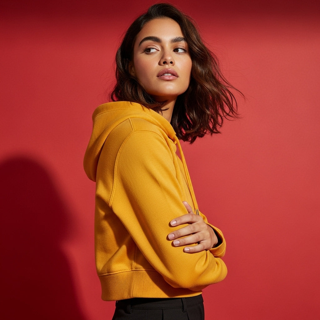 Mustard Yellow Cropped Hoodie