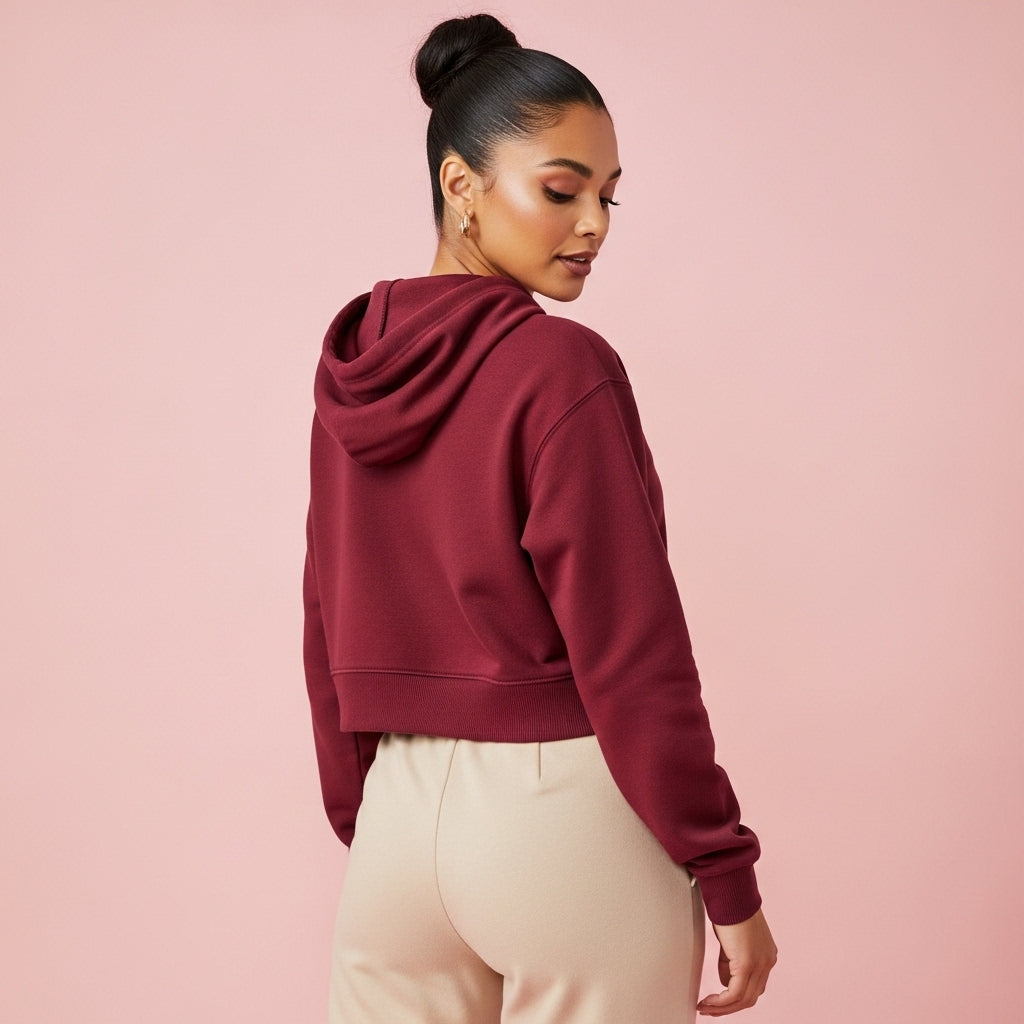 Maroon Cropped Hoodie