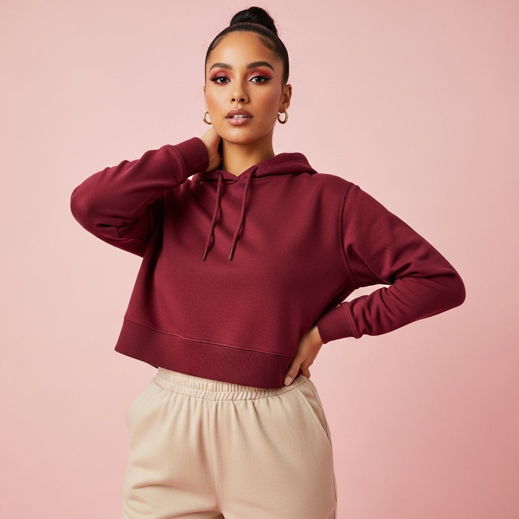 Maroon Cropped Hoodie