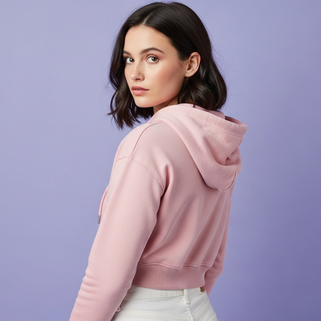 Light pink Cropped Hoodie